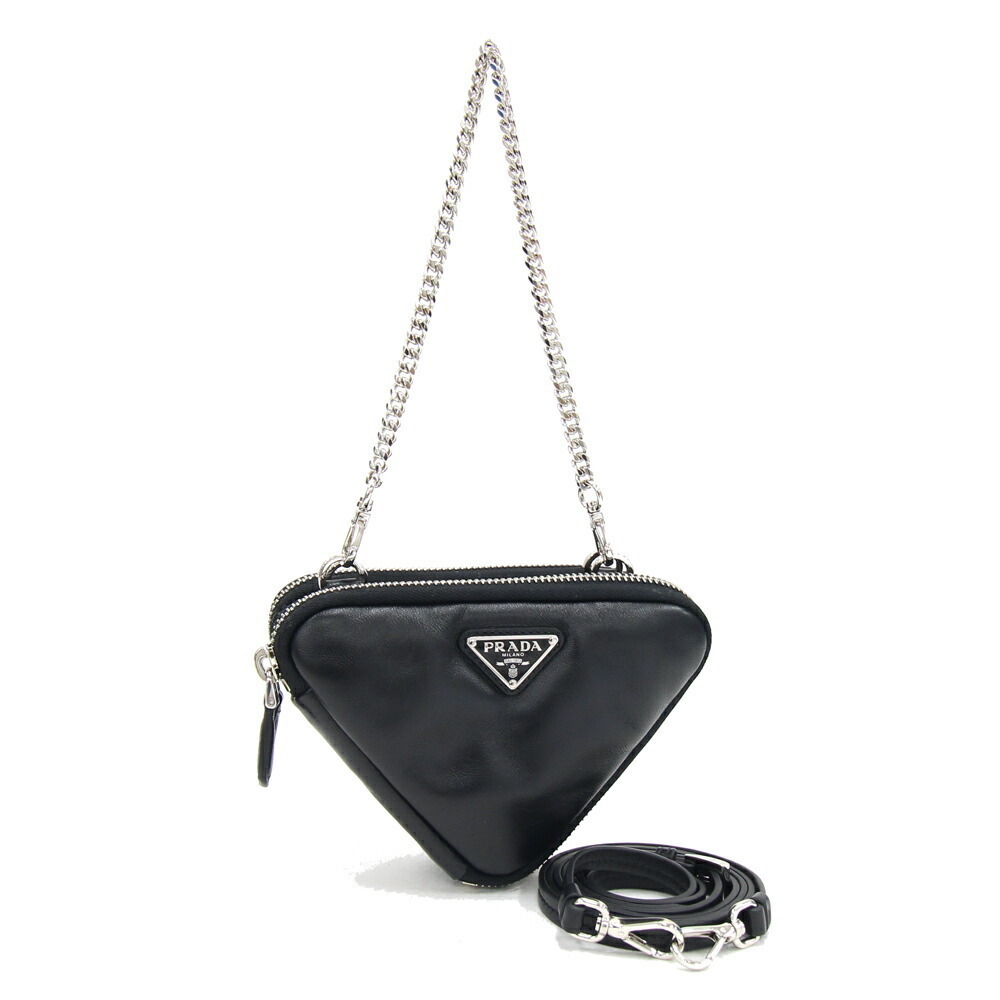 Prada Triangle Triangular Leather Black Crossbody… - image 2